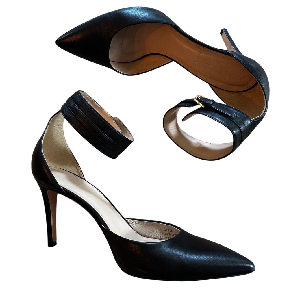 J.Crew Black Leather Ankle Strap Pointed Toe Pumps Women's 9